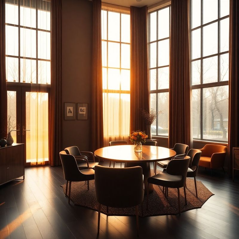 Interior cald al biroului Mare Studio în lumină de după-amiază